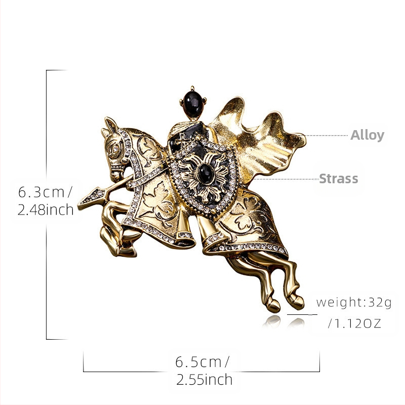 Európsky a americký horúci výpredaj personalizovanej retro štýlu rytierskej brošne, nebojovník, bojovník, kabát, korsážové doplnky