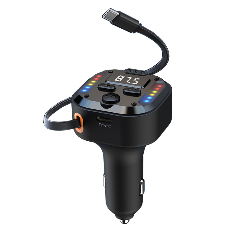 C69 jauns 30Wpd ātras uzlādes divu vienā ievelkams kabelis automašīnas Bluetooth atskaņotājam USB cigarešu šķiltavas FM raidītājam