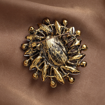 Vintage καρφίτσα με σμαραγδένια ένθετα στρας, λουλούδι, ευρωπαϊκή και αμερικανική μόδα, υψηλής ποιότητας, γλυκιά και κομψή, κομψή καρφίτσα κορσάζ