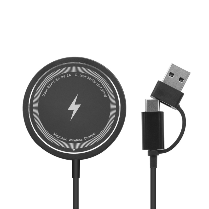 Încărcător wireless magnetic rotund de 15 W, potrivit pentru încărcătorul wireless Apple Magsafe Magnetic Belt Line, două în unu, 15 W