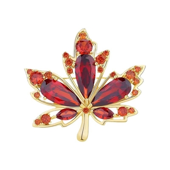 Νέα, πολυτελής γυναικεία, εξαιρετική καρφίτσα με κρύσταλλο και φύλλο σφενδάμου, niche design pin, αξεσουάρ κοστουμιού