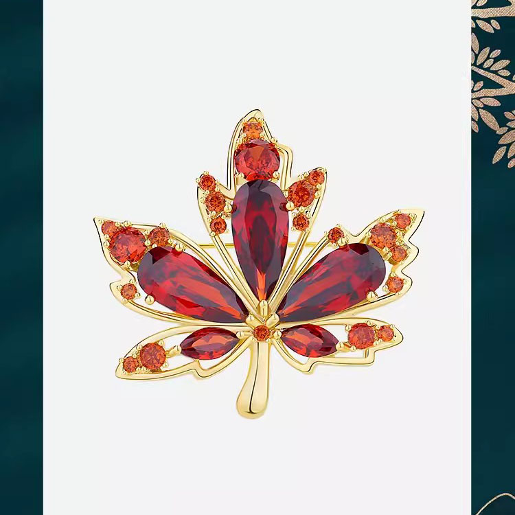 Nauja prabangi moteriška išskirtinė krištolinė klevo lapo sagė, nišinio dizaino segtukas, kostiumo aksesuaras