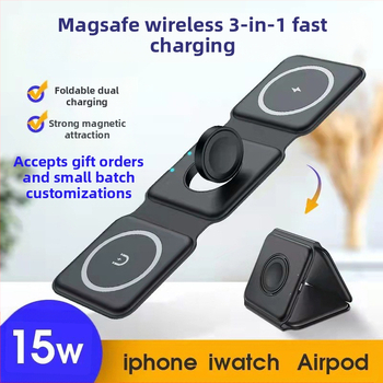 Naujas sulankstomas „Magsafe“ magnetinis belaidis įkroviklis, skirtas „Apple 12-14“ mobiliųjų telefonų ausinėms ir laikrodžiui.