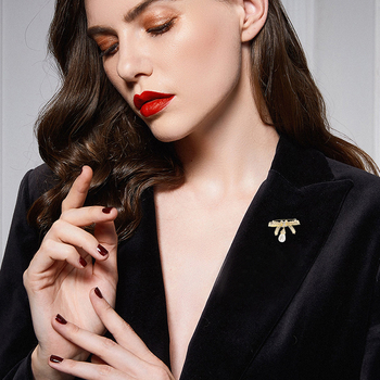 Καρφίτσα με μικροένθετο ζιρκόνι με χρυσό μαργαριτάρι σιταριού, ατμοσφαιρική, μοντέρνα καρφίτσα για κολάρο, παλτό, κορσάζ