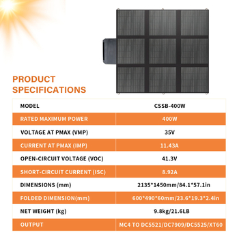 Tuyang 400W Μονοκρυσταλλική Ηλιακή Φορητή Πτυσσόμενη Τσάντα Camping Rv Στυλ Φόρτισης Φωτοβολταϊκής Παραγωγής Ηλεκτρικής Ενέργειας Πάνελ Προσαρμογής Εργοστασίου