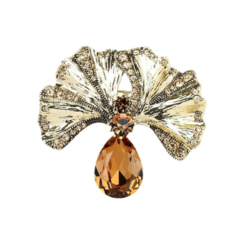 Φθινοπωρινά πεσμένα φύλλα ρετρό τεχνητό κίτρινο κρύσταλλο καρφίτσα φύλλων ginkgo κομψή απλή καρφίτσα φύλλων για γυναίκες