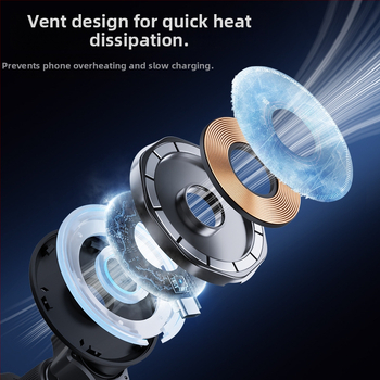 Naujas tarpvalstybinis belaidis automobilio įkrovimas mobiliojo telefono laikiklis su oro išleidimo anga, magnetinis „Magsafe“ universalus 360 laipsnių sukimasis.