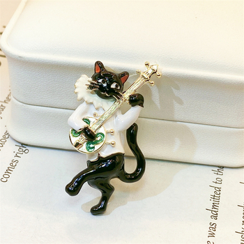 Kūrybinė elektrinės gitaros katės sagė, rankų darbo, lašančio aliejaus, „Meow Star“ koncertas, aukščiausios klasės moteriški korsažo paltai, suknelės aksesuarai