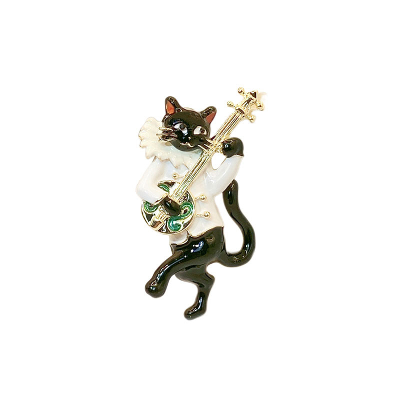 Kūrybinė elektrinės gitaros katės sagė, rankų darbo, lašančio aliejaus, „Meow Star“ koncertas, aukščiausios klasės moteriški korsažo paltai, suknelės aksesuarai