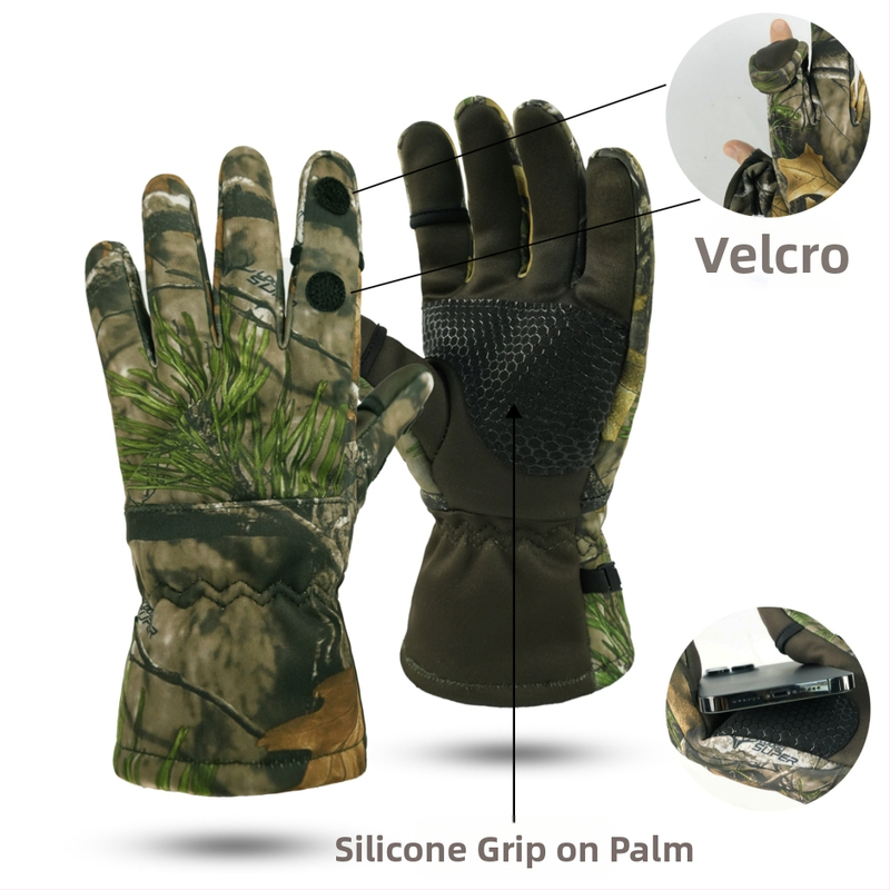 На склад, бионични ръкавици за лов, камуфлажни, за мъже и жени, есенни и зимни, поларени, риболовни ръкавици, неплъзгащи се, топли, водоустойчиви