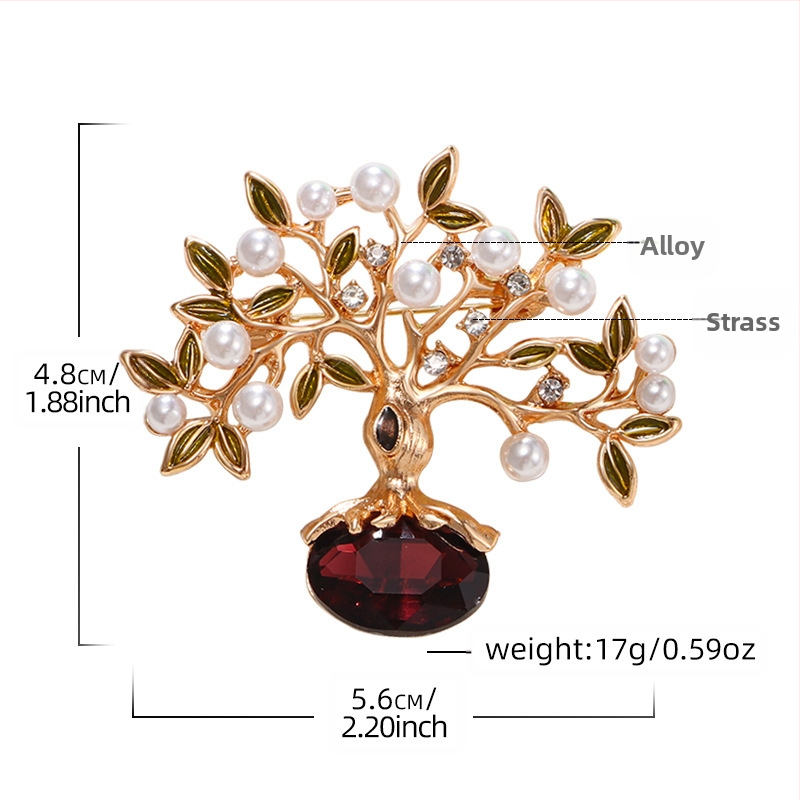 Nová krištáľová brošňa v tvare stromčeka, módna retro listová korsážová spona, doplnky pre kabáty, veľkoobchod skladom