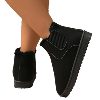 2025 Νέες μονόχρωμες, εύκαμπτες, κοντές, βελούδινες μπότες χιονιού με ελαστική ζώνη για γυναίκες, χειμωνιάτικες, ζεστές, διασυνοριακές, μεγάλες, γυναικείες μπότες εξωτερικού εμπορίου