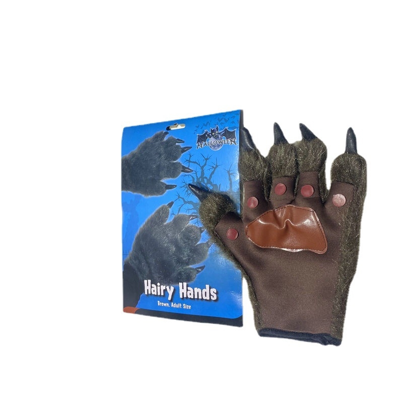 Helovino rekvizitų dekoracijos, vilkolakių, orangutanų pirštinės, makiažas, scenos pasirodymas, derantys rekvizitai, drabužiai, aksesuarai, didmeninė prekyba