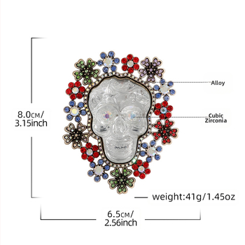 Ευρωπαϊκή και αμερικανική μεσαιωνική καρφίτσα Halloween με κρανίο, γυναικεία καρφίτσα υψηλής ποιότητας, νέα κορσάζ