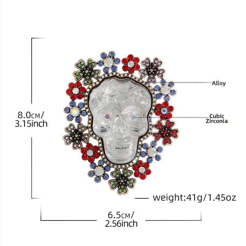 Európsky a americký stredoveký vintage dizajn Halloween Lebka brošňa Dámsky pin High-End výklenok nový korsáž