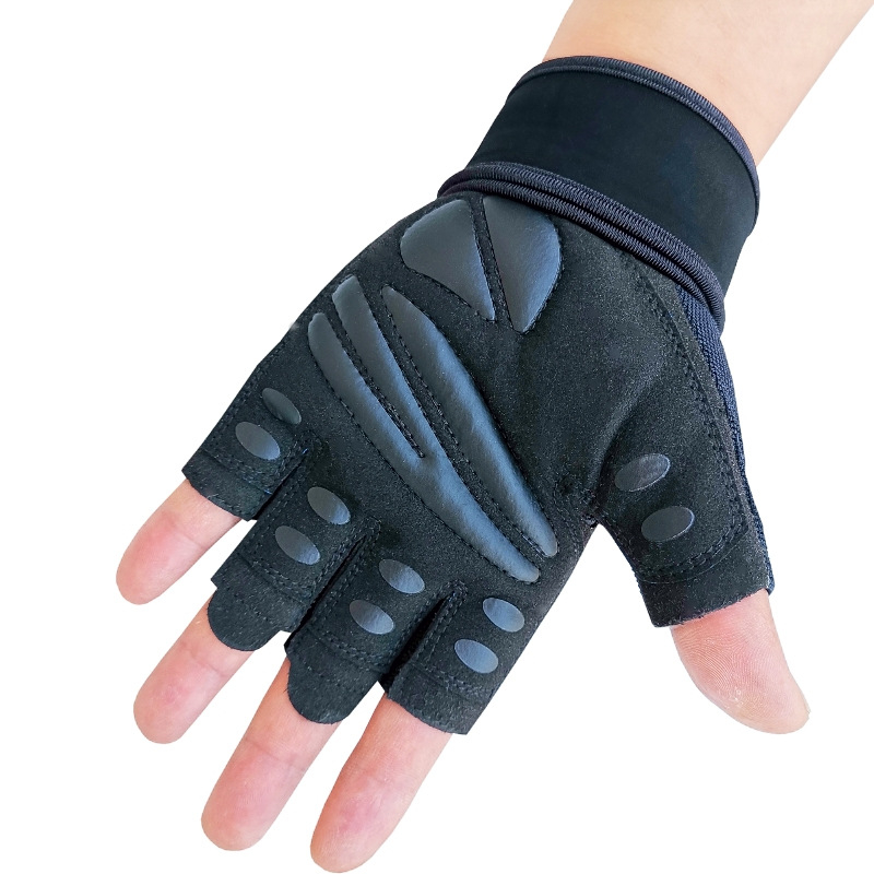 Riešo fitneso pusės pirštų pirštinės lauko sportui dviračių sportui, treniruotėms, sunkumų kilnojimui, pritūpimams, hantelių apsaugai, kvėpuojantiems vyrams ir moterims