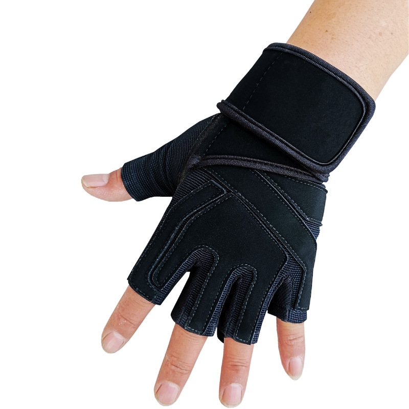 Riešo fitneso pusės pirštų pirštinės lauko sportui dviračių sportui, treniruotėms, sunkumų kilnojimui, pritūpimams, hantelių apsaugai, kvėpuojantiems vyrams ir moterims