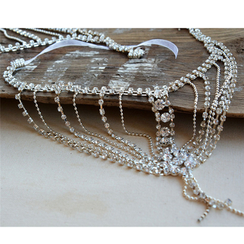 Amazon Fashion Hot Sale Multi-Layer Rhinestone Tassel Shoulder Chain Bride Wedding Women Crystal Shirt Shoulder Chain Γυναικεία
