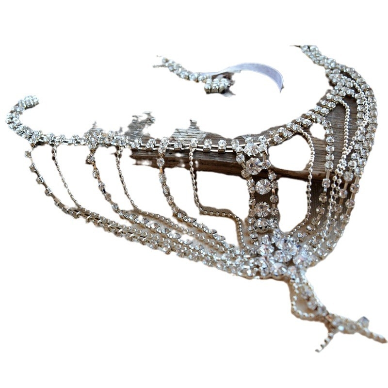 „Amazon“ mados karšto išpardavimo daugiasluoksnė kalnų krištolinė kutais išpečių grandinėlė nuotakos vestuvių moterims krištolinė blizganti pečių grandinėlė moterims