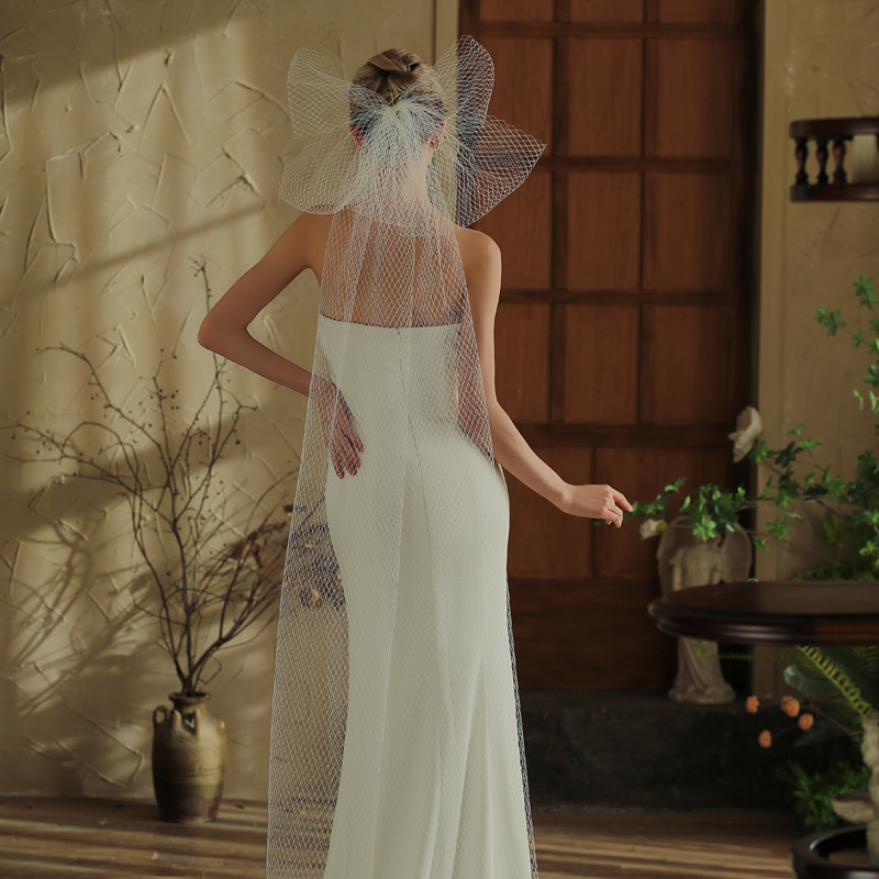 V391 голяма мрежеста мрежа с лък дълга прежда нова външна търговия на едро фото мостри местоположение пътуване щипка за коса