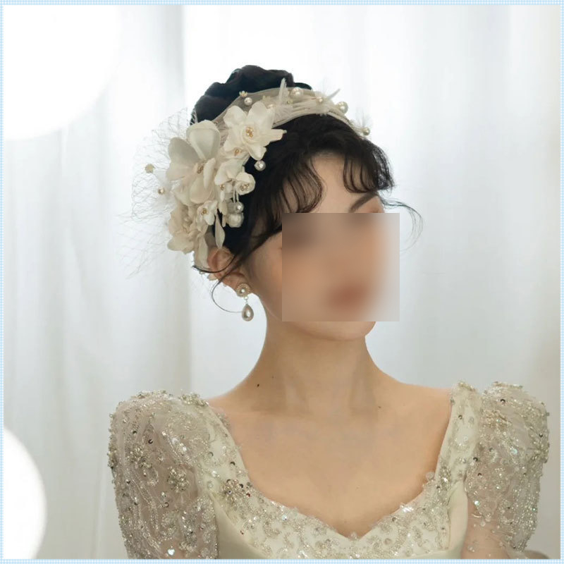 Retro Hepburn stiliaus vestuvinis stilius, paprasti ir elegantiški rankų darbo gėlių tinklelio plaukų aksesuarai, super fėjų ir universalūs vestuvių aksesuarai