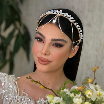 Amazon νυφικό κόμμωση με φούντα, κρεμαστό με αλυσίδα από στρας, αξεσουάρ μαλλιών με στέμμα, σιδέρωμα μαλλιών, στέμμα μαλλιών DZ051