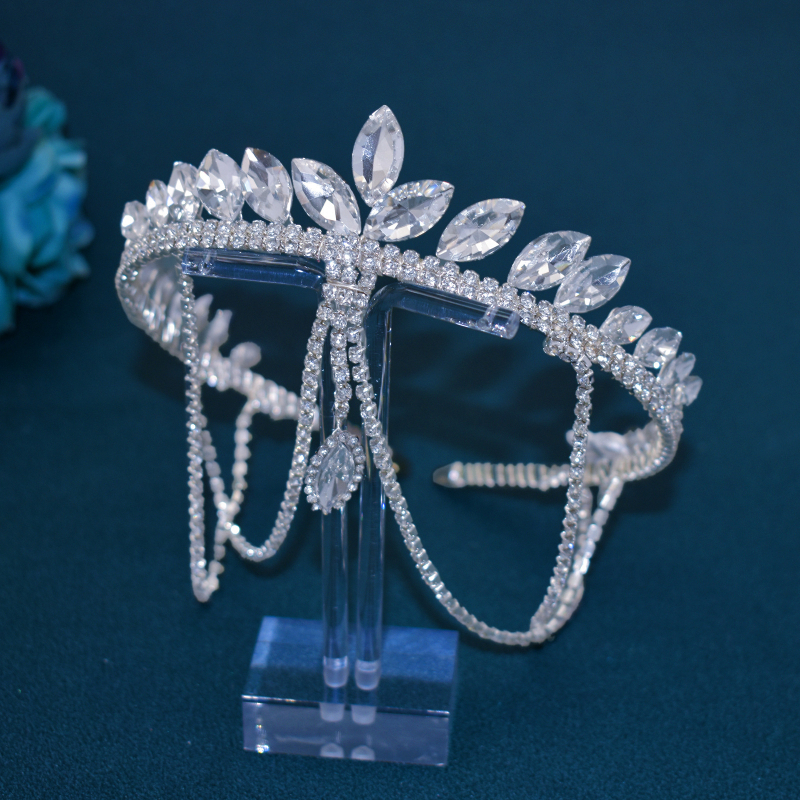 Amazon līgavas galvassega, galvassega, pušķīša karājas rhinestones ķēdes vainags, matu aksesuāri, matu savilkšanas galvas saite, matu vainags, DZ051