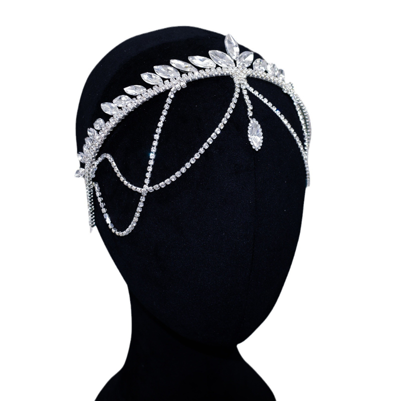 Amazon līgavas galvassega, galvassega, pušķīša karājas rhinestones ķēdes vainags, matu aksesuāri, matu savilkšanas galvas saite, matu vainags, DZ051