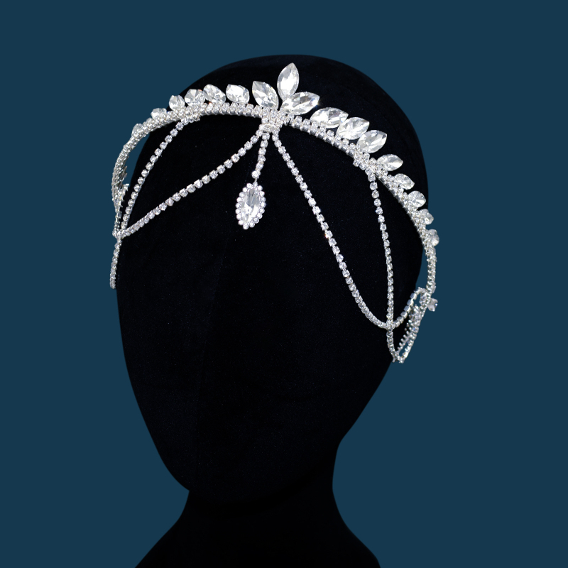 Amazon līgavas galvassega, galvassega, pušķīša karājas rhinestones ķēdes vainags, matu aksesuāri, matu savilkšanas galvas saite, matu vainags, DZ051