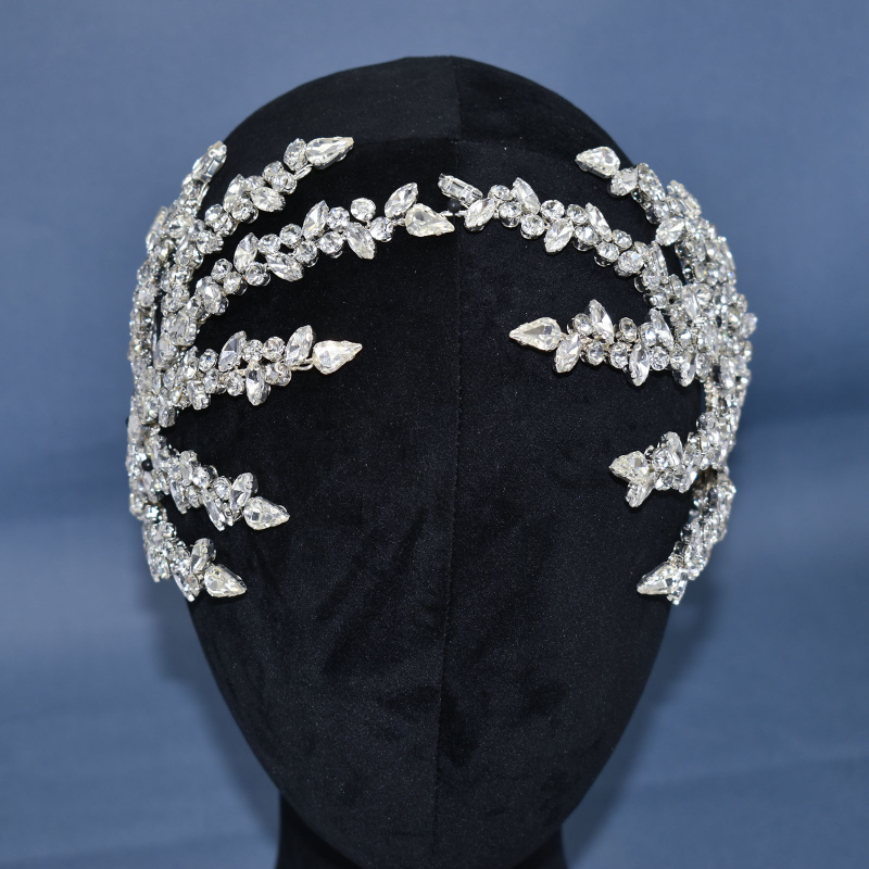 Pilna dimanta līgavas galvassega, roku darbs, rhinestones matu lente, matu lente, matu vainags, kāzu ballītes šķīvis, matu aksesuāri, DZ090