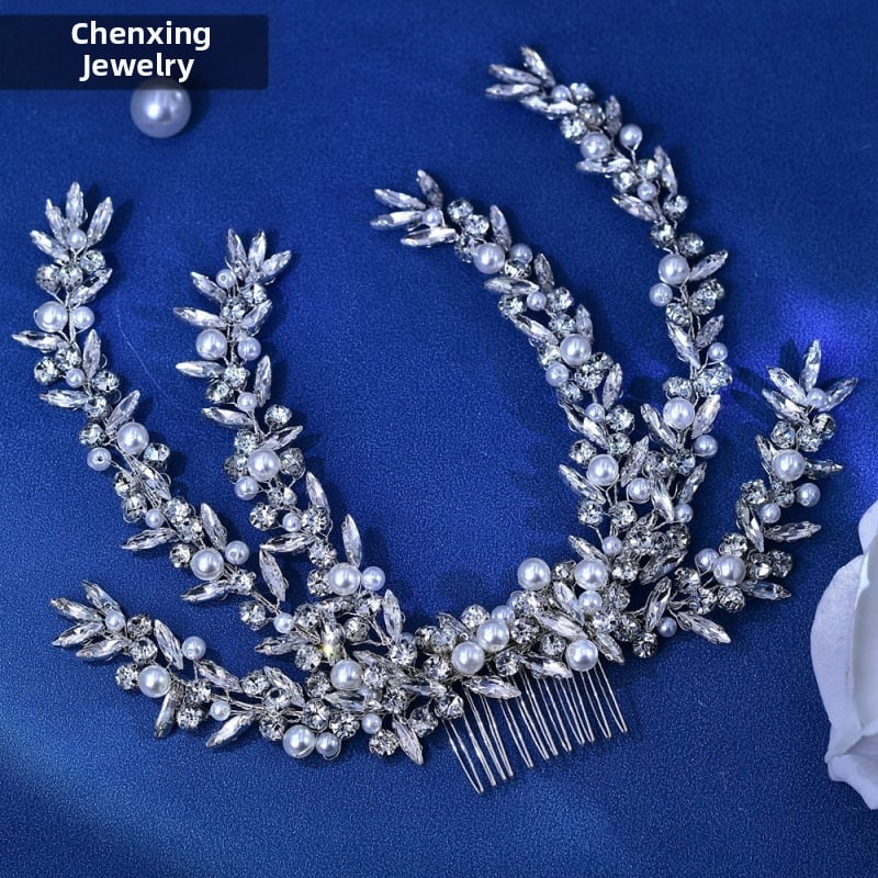 Луксозен гребен за коса Star CX530 Bride Rhinestone, обикновен, лек, сватбен, студио, елегантни аксесоари за коса