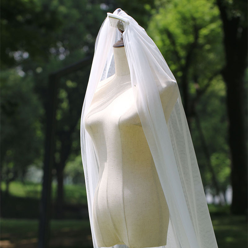 3 м европейски стил булчински воал сватба дълъг воал голяма опашка сватбени аксесоари двуслоен бял воал за фотография през граница