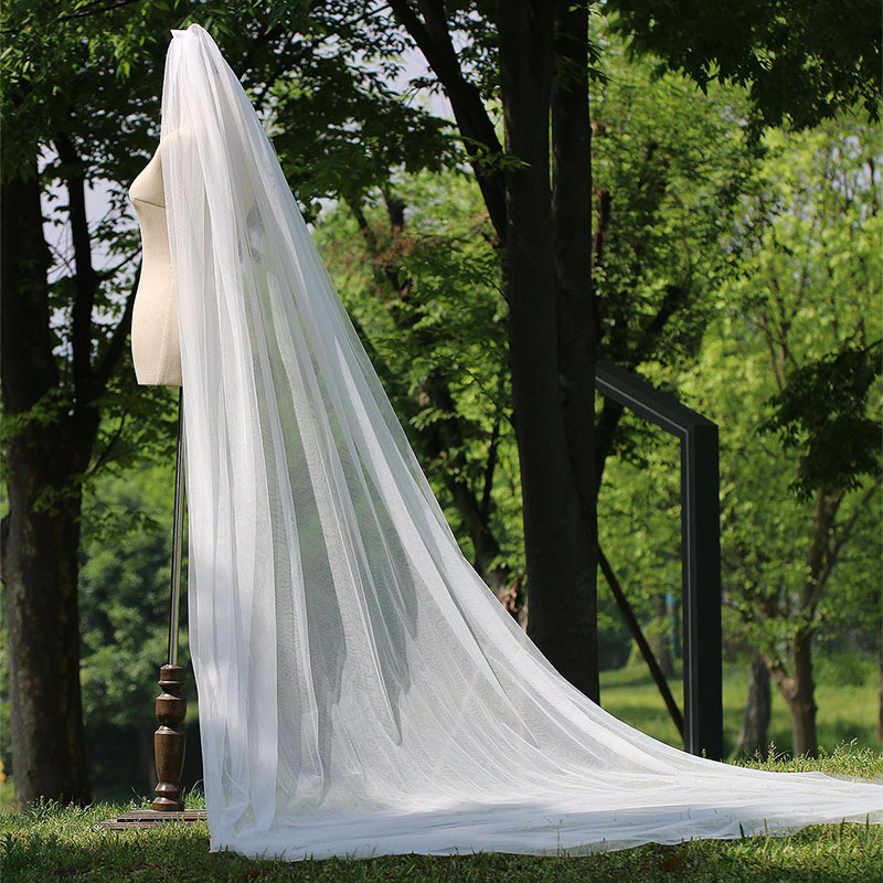 3 м европейски стил булчински воал сватба дълъг воал голяма опашка сватбени аксесоари двуслоен бял воал за фотография през граница