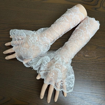 Булчински ръкавици Сватбена дантела Френска сватбена рокля Фотосесия Сватбена фотосесия Ръкави с дантела и къси ръкави