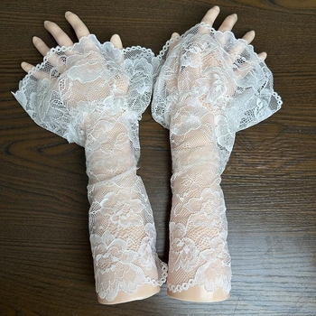 Булчински ръкавици Сватбена дантела Френска сватбена рокля Фотосесия Сватбена фотосесия Ръкави с дантела и къси ръкави