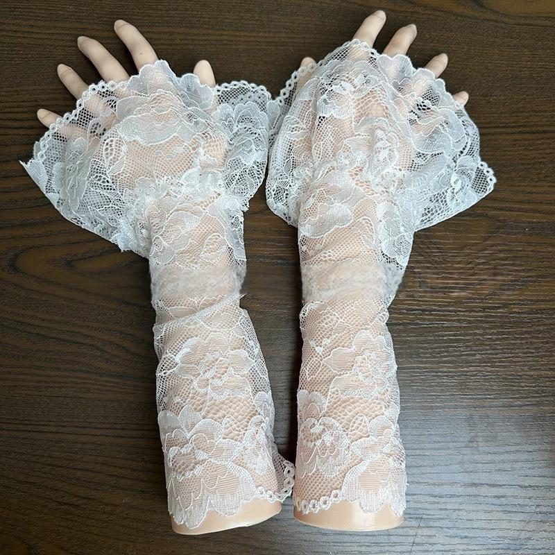 Булчински ръкавици Сватбена дантела Френска сватбена рокля Фотосесия Сватбена фотосесия Ръкави с дантела и къси ръкави