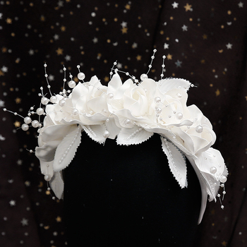 Γαλλικό Δασικό Στυλ Σούπερ Νεράιδα με Λουλούδι, Κεφάλι Λουλουδιού, Νύφη, Γλυκιά Γάζα, Κρίκοι Μαλλιών, Αξεσουάρ Νυφικού Υψηλής Ποιότητας