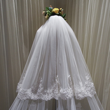 Супер дълъг 4 м голям воал за сватба в корейски стил, супер безсмъртен двоен воал за булка
