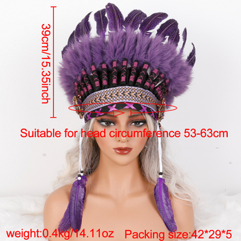 Κορδέλα μαλλιών από φυσικά ινδικά φτερά για ενήλικες και παιδιά, καπέλα για το Halloween, αξεσουάρ για στολές καρναβαλιού