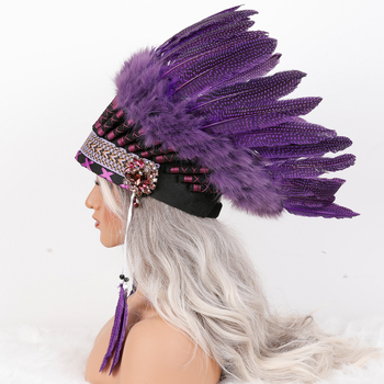 Κορδέλα μαλλιών από φυσικά ινδικά φτερά για ενήλικες και παιδιά, καπέλα για το Halloween, αξεσουάρ για στολές καρναβαλιού