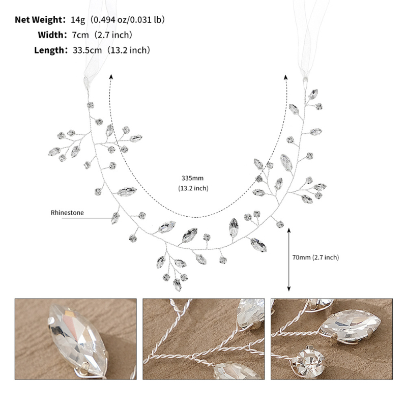 Korėjietiško stiliaus vestuvinė plaukų juosta kasdienei universaliai plaukų aksesuarai, rankų darbo karoliukų pintos plaukų juostelės, lengvos, prabangios arklio akies, cirkonio galvos juostos