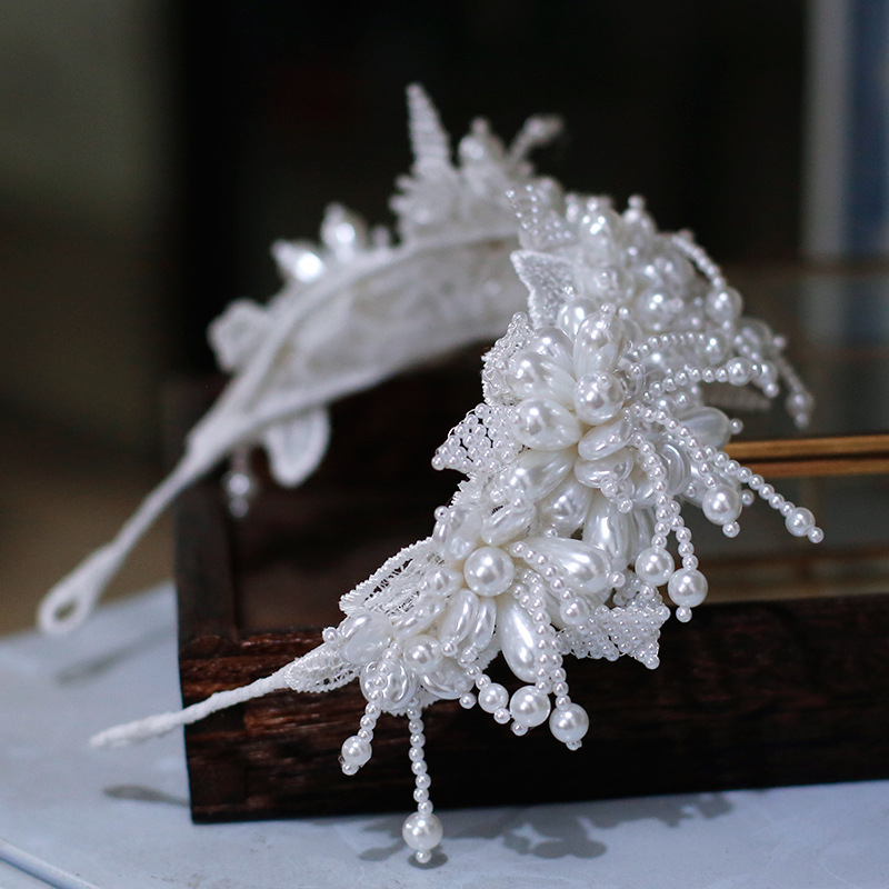 Japonų ir korėjiečių naujovės – rankų darbo perlų plaukų aksesuarai, elegantiški, universalūs vestuvių aksesuarai, prabangūs vestuviniai galvos juostos aksesuarai.