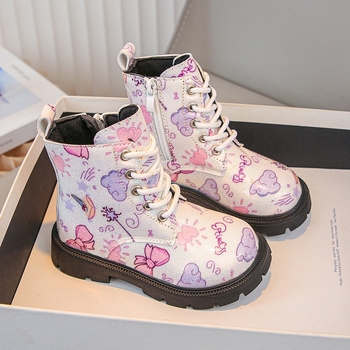 Mergaičių Martino aulinukai 2024 m. rudens ir žiemos madingi korėjietiško stiliaus mergaičių marginti minkšti apatiniai princesės aulinukai, stilingi madingi viengubi aulinukai