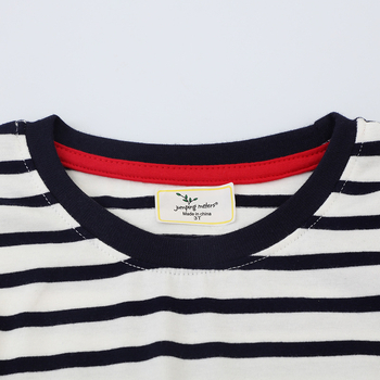 Poiste pikkade varrukatega T-särk Triibuline ühes tükis puhtast puuvillast T-särk beebide üleriieteks Sügiseks uus ümara kaelusega poiste T-särk