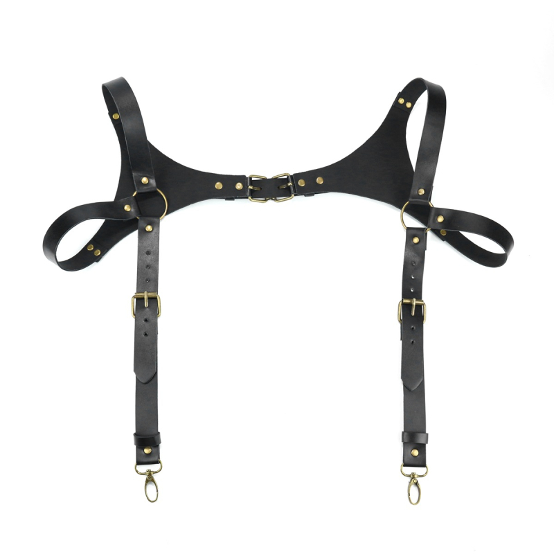 Tarpvalstybinis „Amazon“ karšto išpardavimo vyriškas odinis dirželis su dekoratyviniu krūtinės diržu, britiškas laisvalaikio dirželis su petnešomis