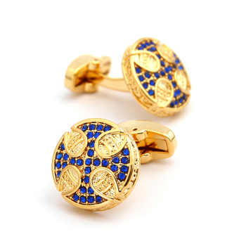 1 pora sandėlyje, didmeninė prekyba retro stiliaus, prabangiais, inkrustuotais mėlynais cirkoniais, apvaliais, auksiniais, variniais, vyriškais sąsagomis, aukštos kokybės papuošalais.