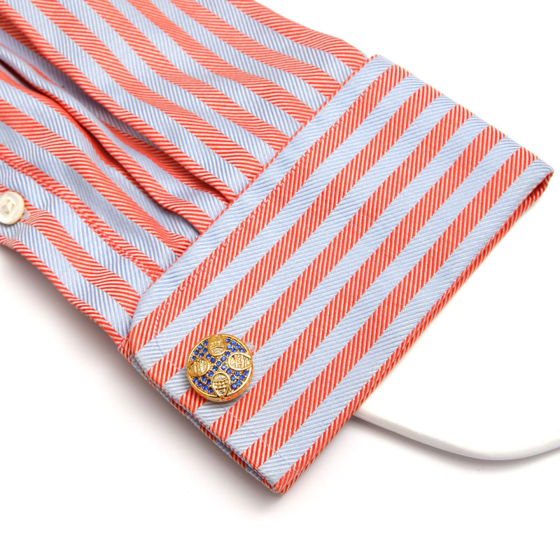 1 pora sandėlyje, didmeninė prekyba retro stiliaus, prabangiais, inkrustuotais mėlynais cirkoniais, apvaliais, auksiniais, variniais, vyriškais sąsagomis, aukštos kokybės papuošalais.