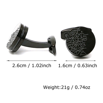 Nerūdijančio plieno gatavi papuošalai, prieinami tarpvalstybiniu mastu, prabangūs paprasto rašto apvalūs juodi vyriški marškinių sąsagos, 1 pora, tiesioginis pristatymas