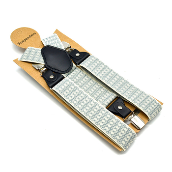 Smėlio spalvos žakardo mažo languoto audinio vyriškos petnešos su 3 segtukais, vyriškos elastinės petnešos, marškinių dirželio segtukas, 3,5 cm, pečių dirželis.