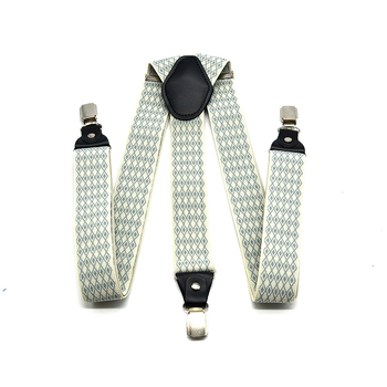 Smėlio spalvos žakardo mažo languoto audinio vyriškos petnešos su 3 segtukais, vyriškos elastinės petnešos, marškinių dirželio segtukas, 3,5 cm, pečių dirželis.